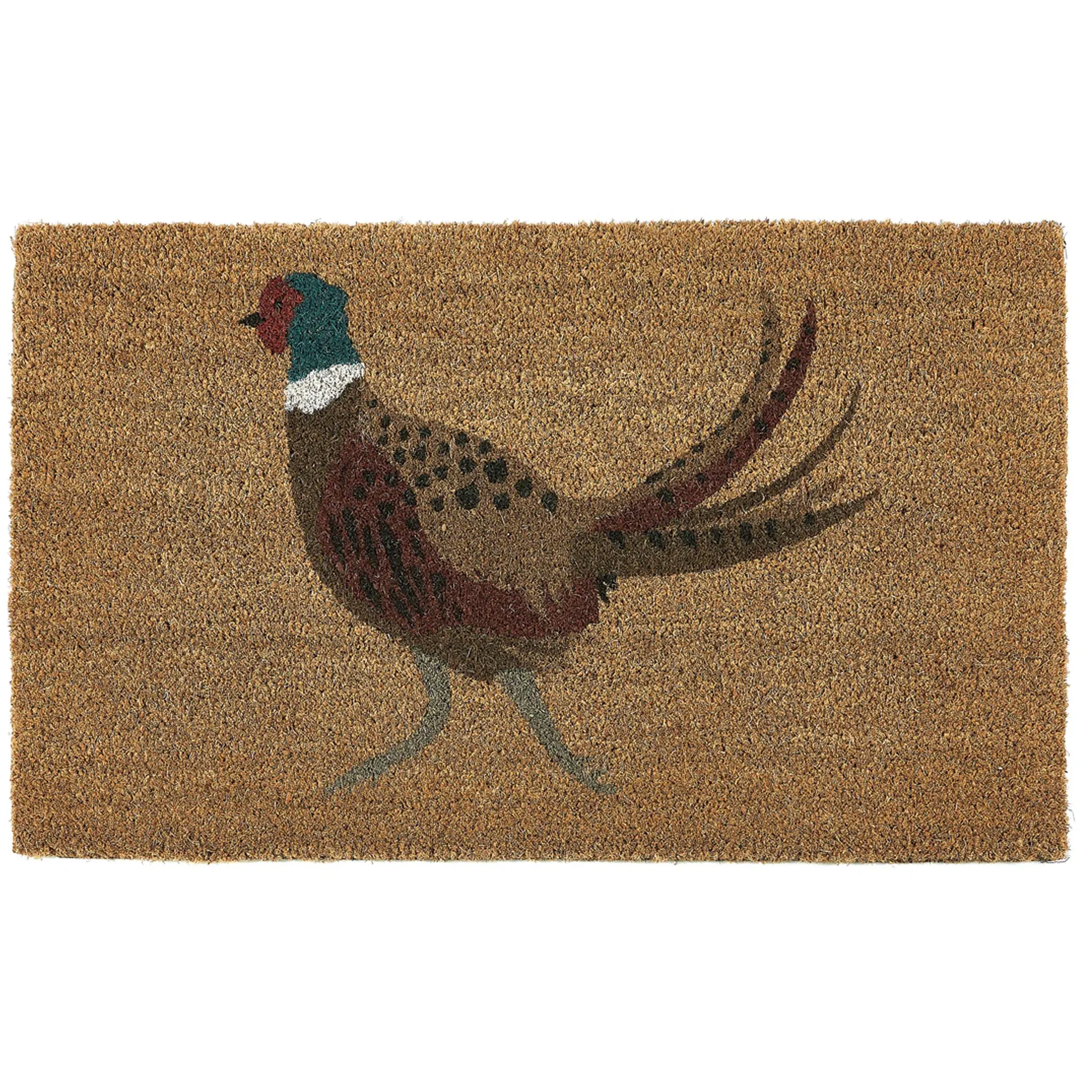 Printed Coir Pheasant Doormat - Green