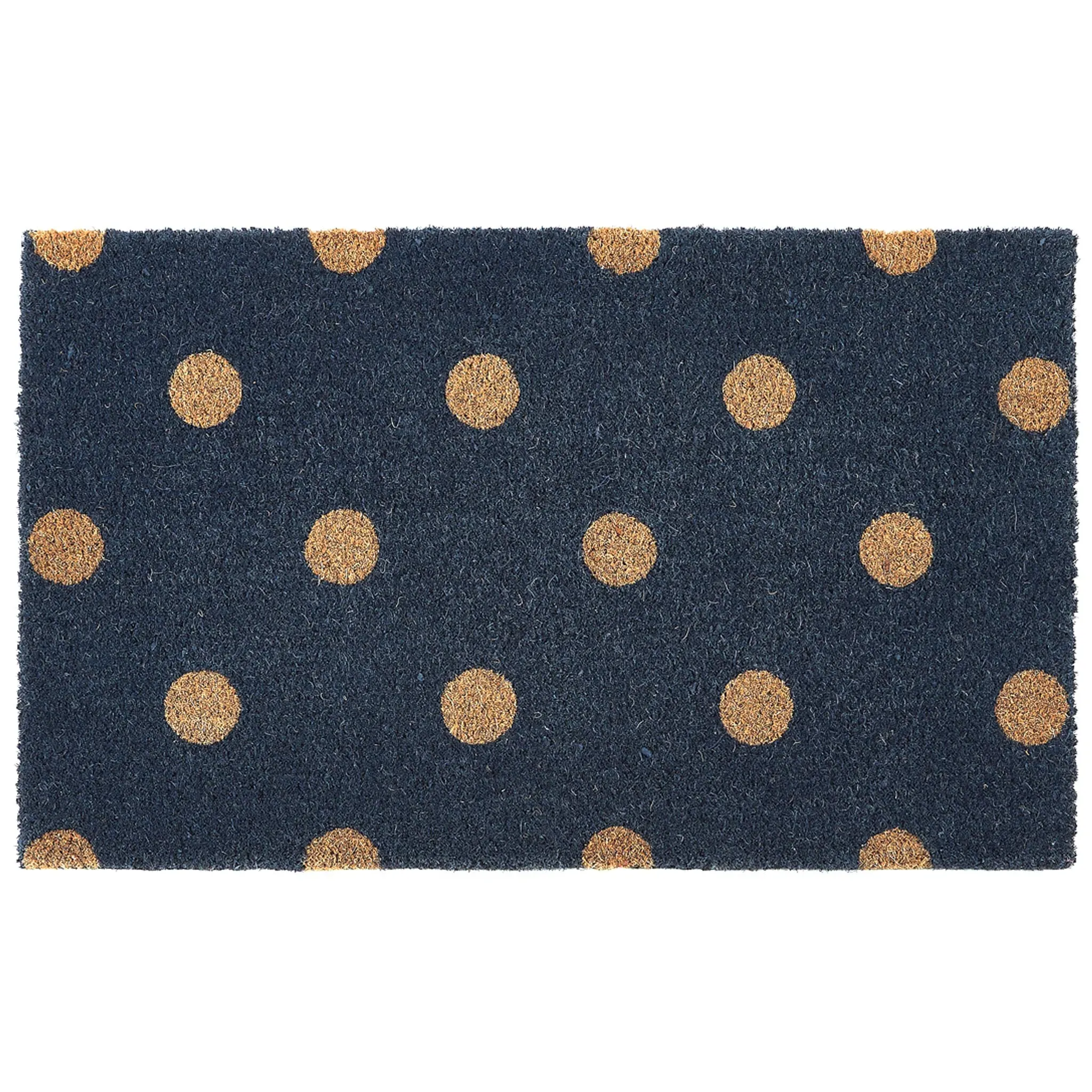 Printed Coir Polka Dots Doormat - Black
