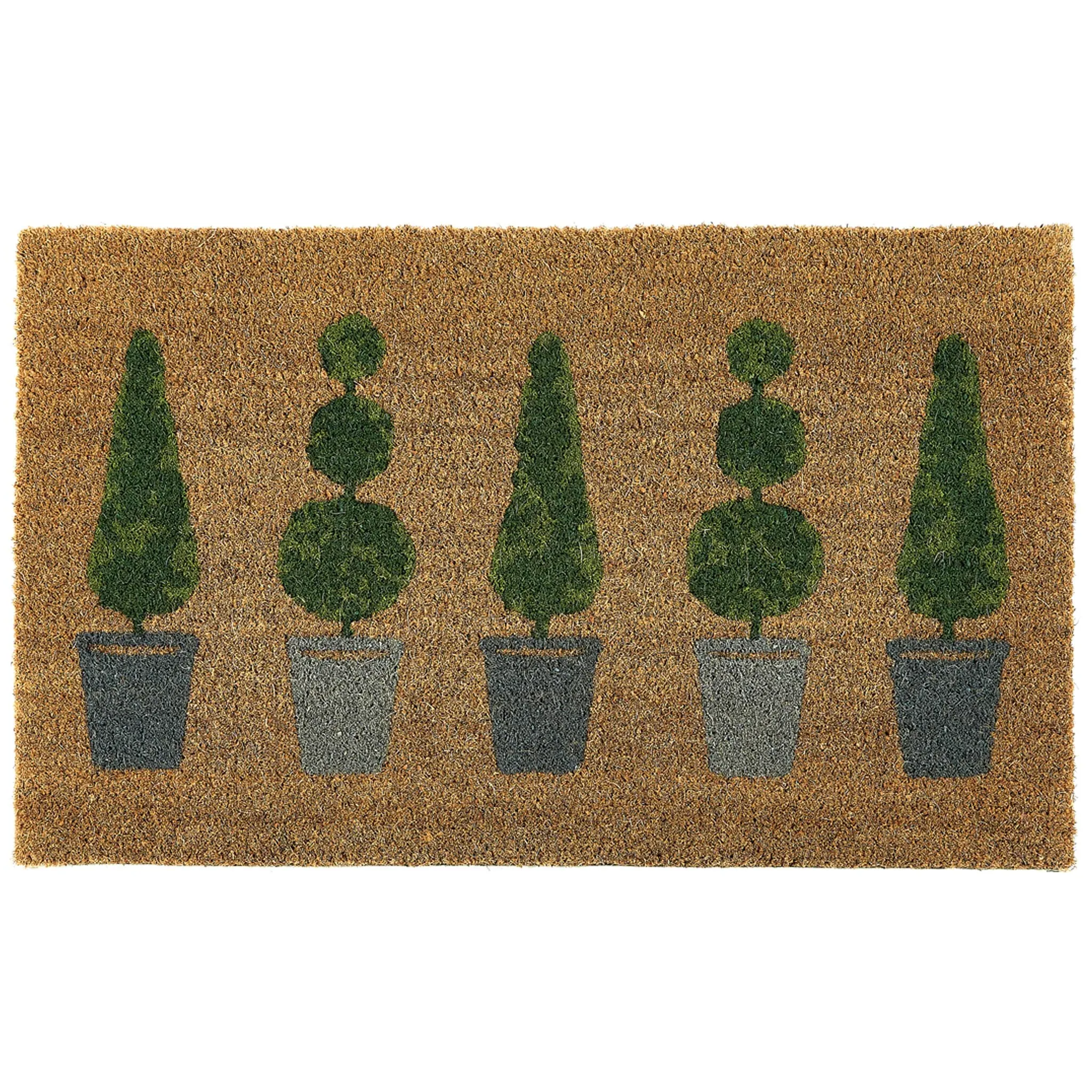 Printed Coir Topiary Doormat - Natural