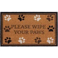 Printed Coir Wipe Your Paws Border Doormat - 45x75cm