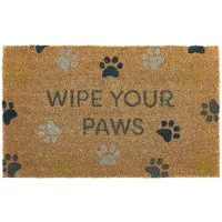 Printed Coir Wipe Your Paws Doormat - 45x75cm