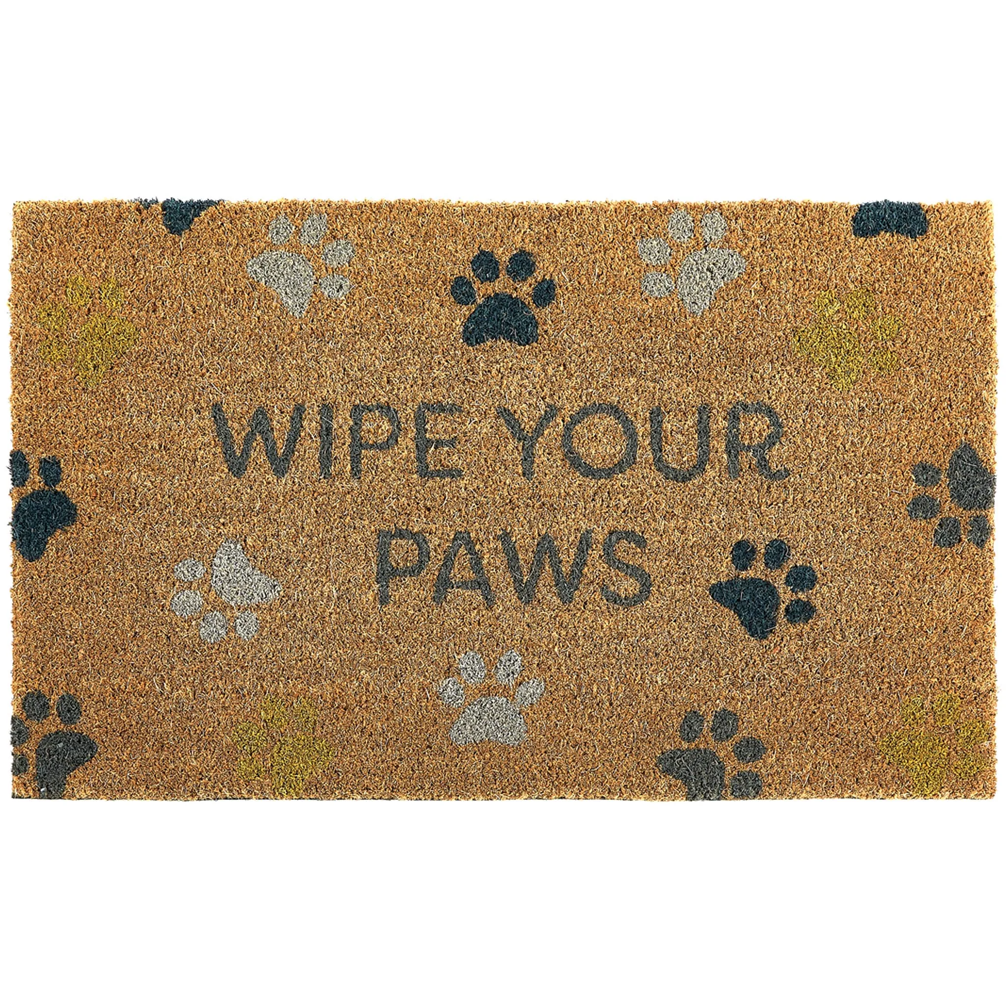 Printed Coir Wipe Your Paws Doormat - 45x75cm