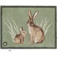 Rabbit 1 Washable Doormat - Green