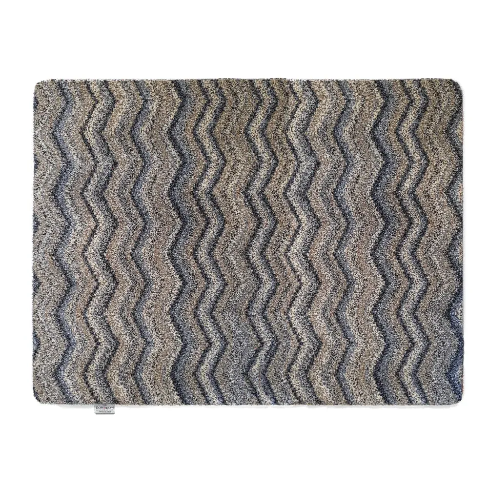 Ribbon Zig Zag Washable Doormat - Grey