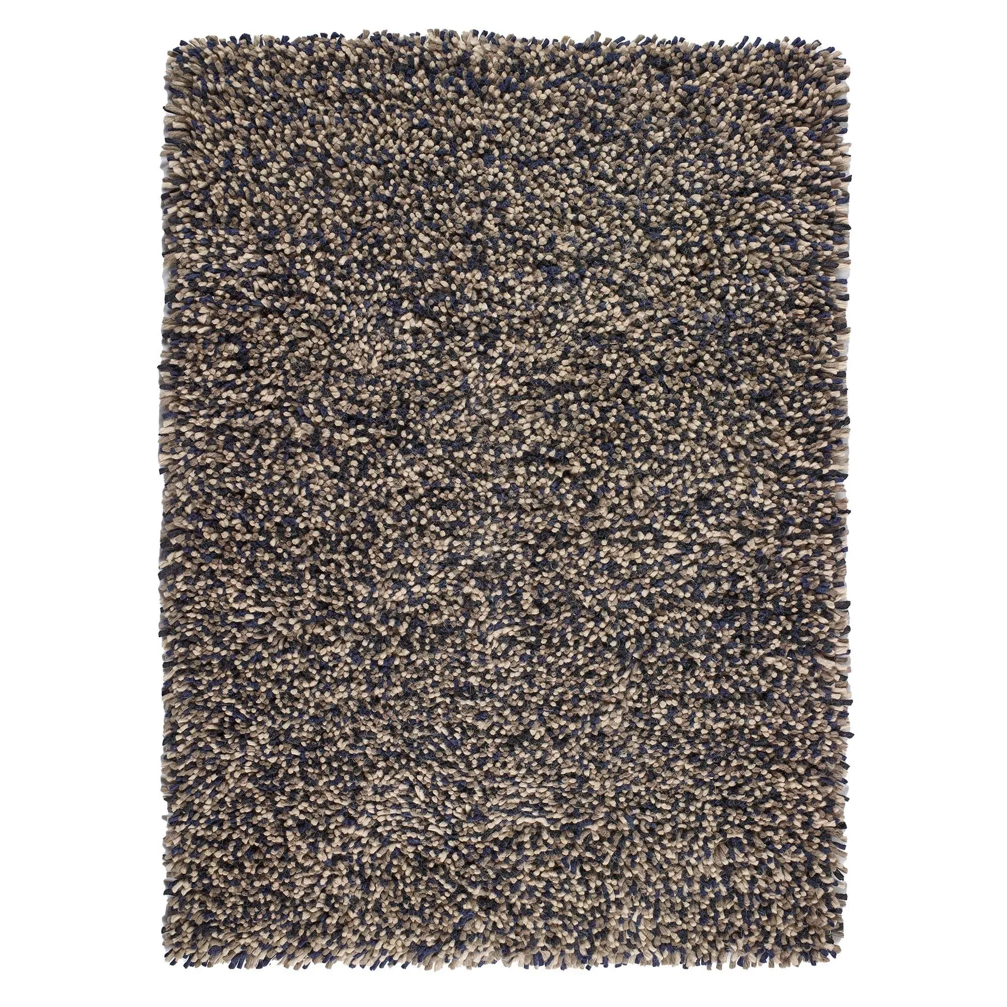 Rocks Shaggy Wool Rug - Navy