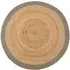 Round Jute Border Rug - Sage Green, Jute