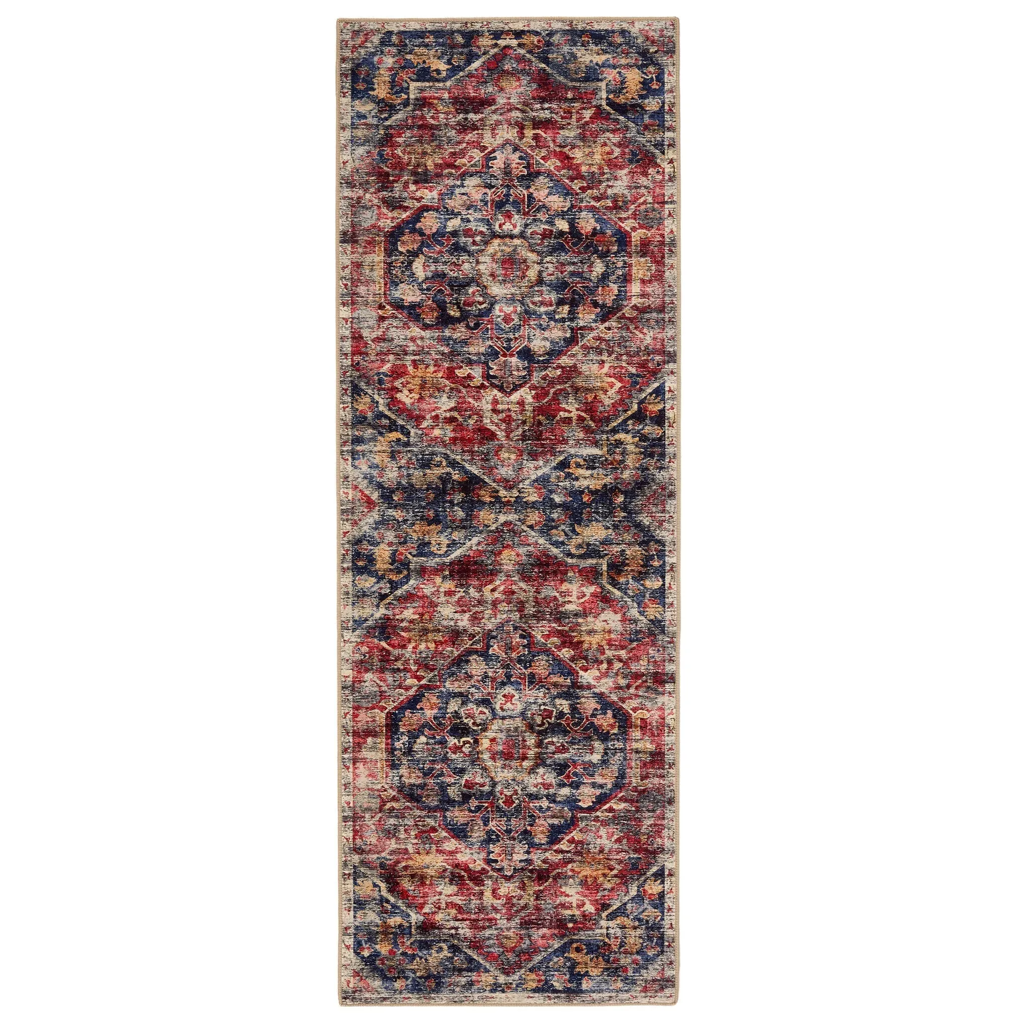 Royal Heritage Eco-Washable Rug Runner - Blue image
