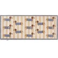 Sausage Dog Washable Runner - Cream, Beige