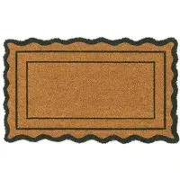 Scallop Border Coir Doormat - Green