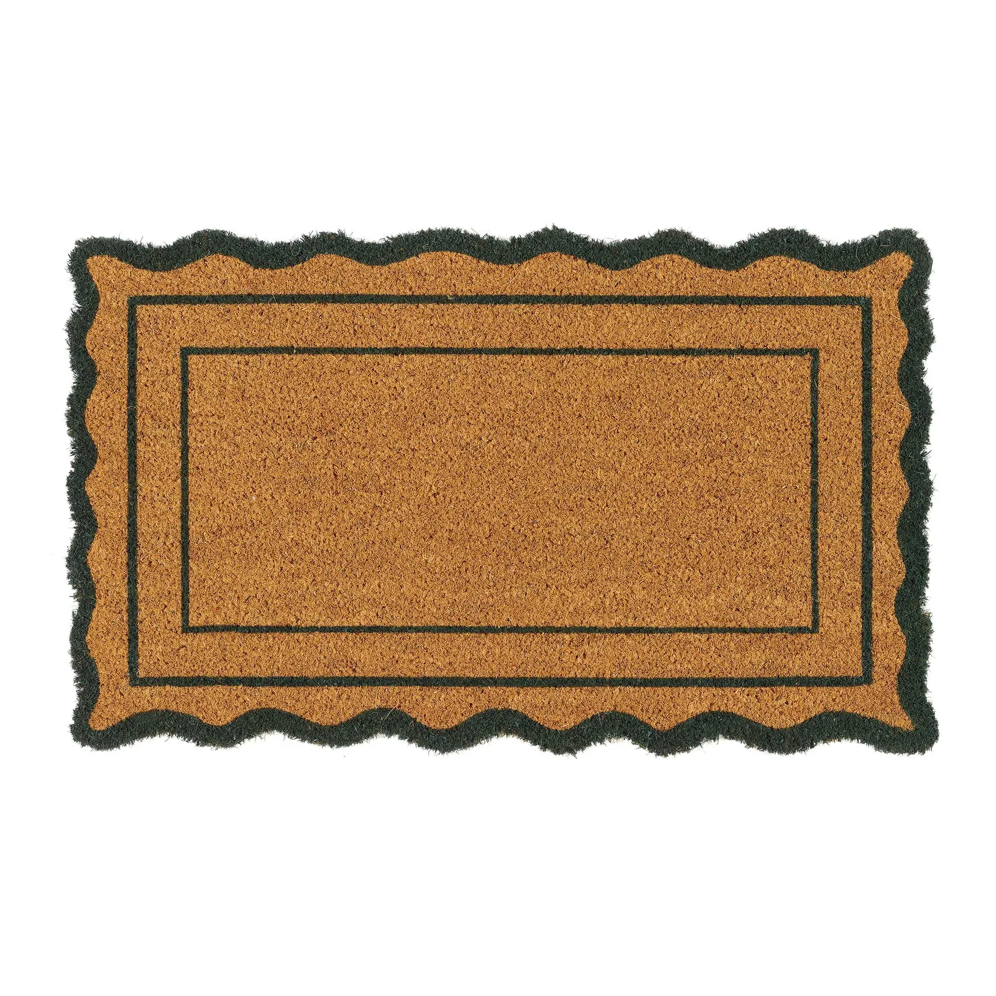 Scallop Border Coir Doormat - Green image