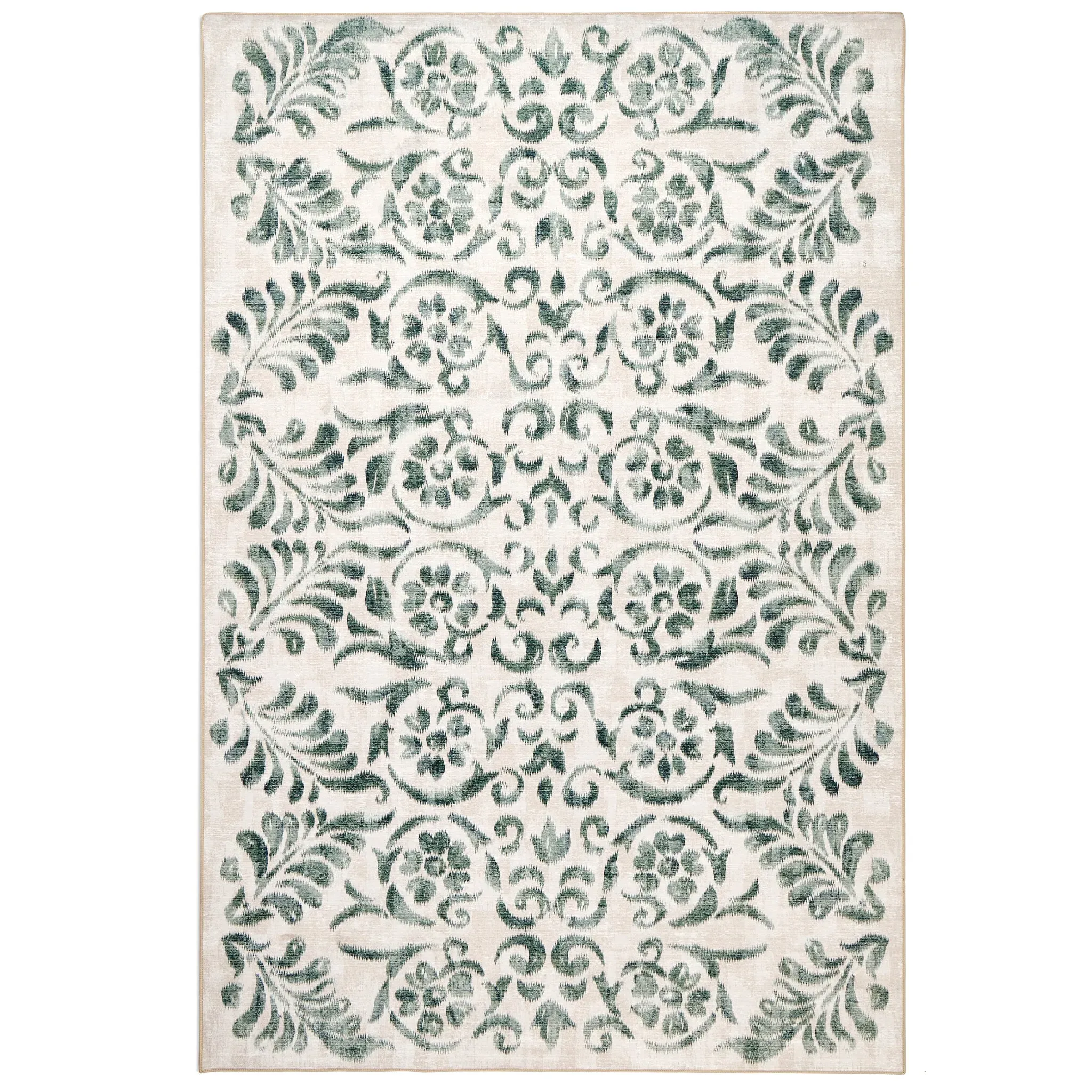 Scroll Eco-Washable Rug - Green, Recycled Polyester