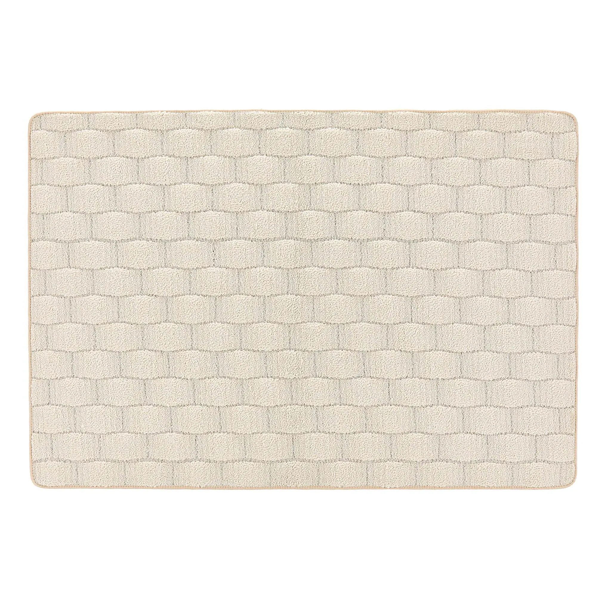 Sculptured Basketweave Runner Rug - Ivory