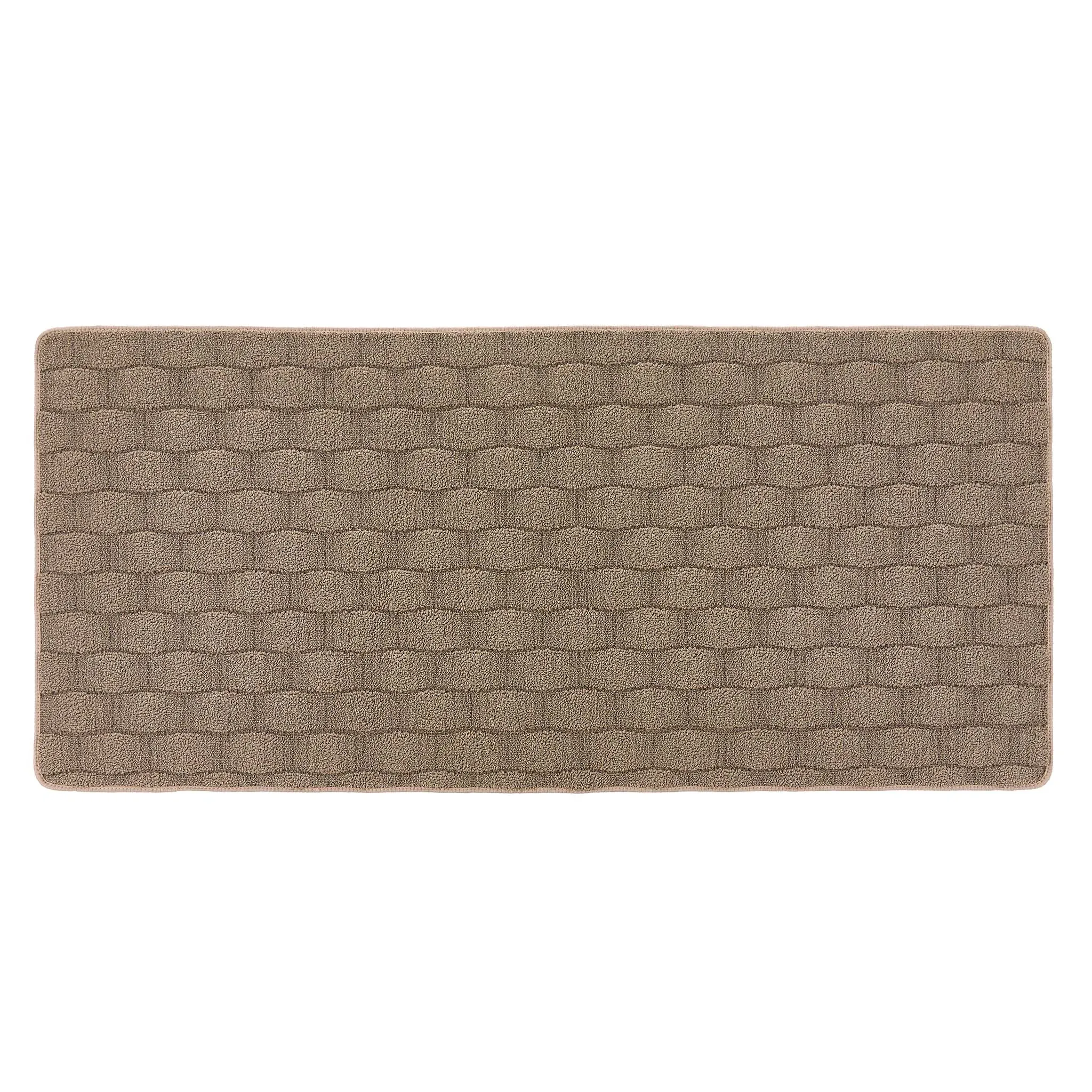 Sculptured Washable Basketweave Rug Runner - Mink
