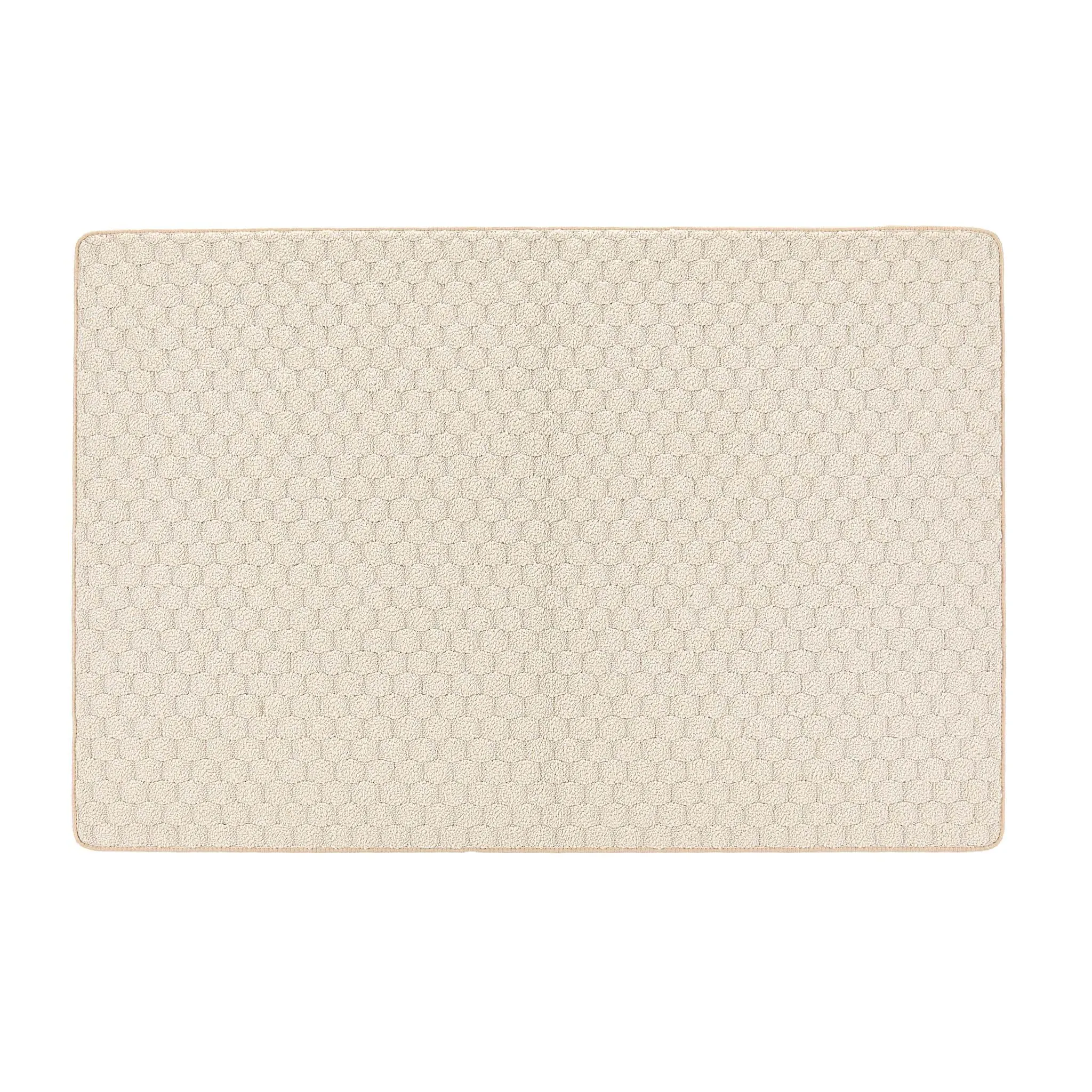 Sculptured Washable Honeycomb Rug - Ivory image