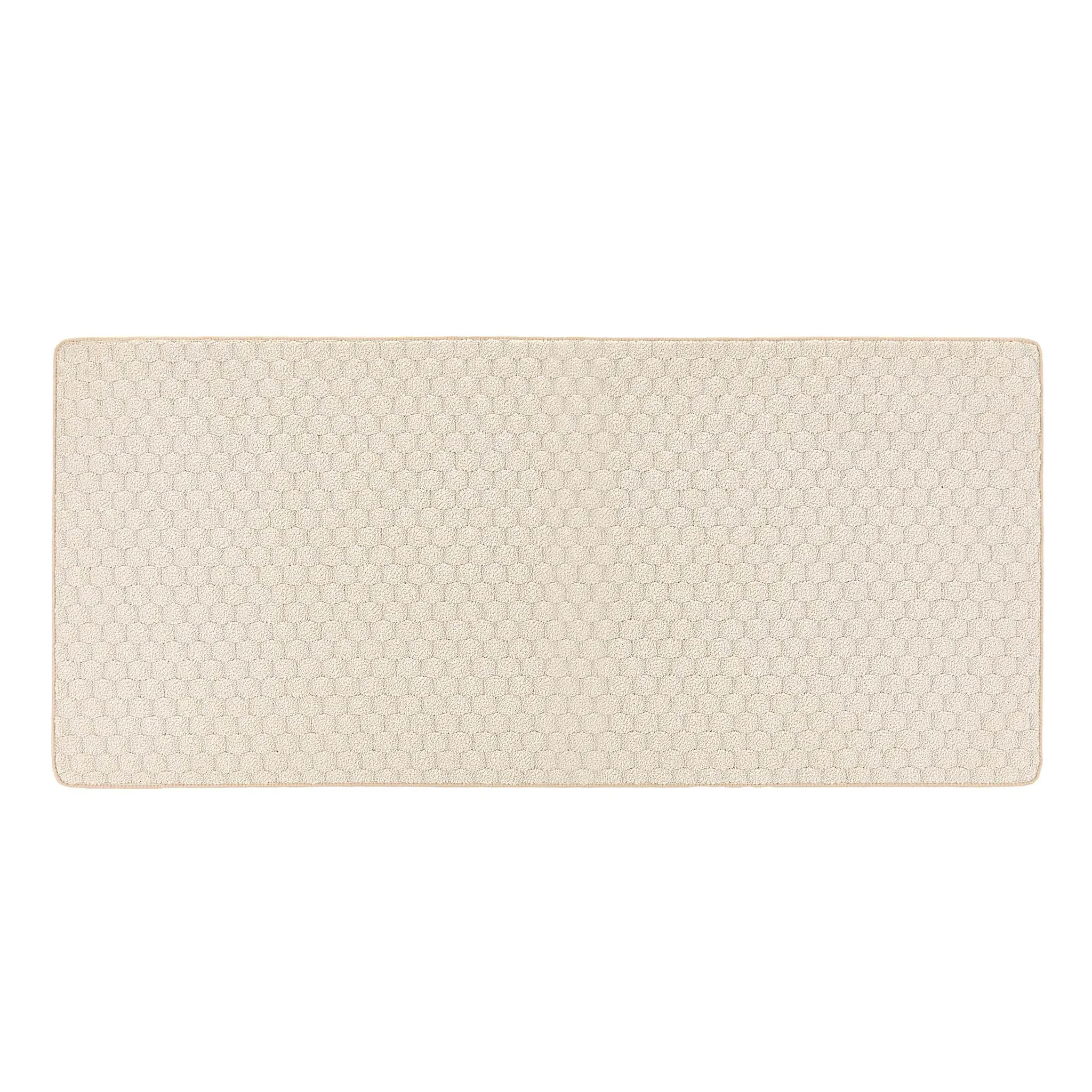 Sculptured Washable Honeycomb Rug Runner - Ivory