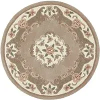 Shensi Aubusson Round Rug - Beige, Wool