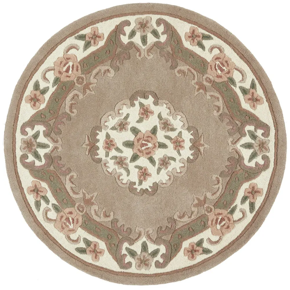 Shensi Aubusson Round Rug - Beige, Wool