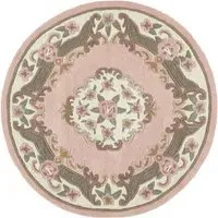 Shensi Aubusson Round Rug - Pink, Wool