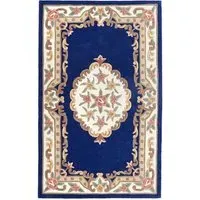 Shensi Aubusson Rug - Navy Blue, Wool