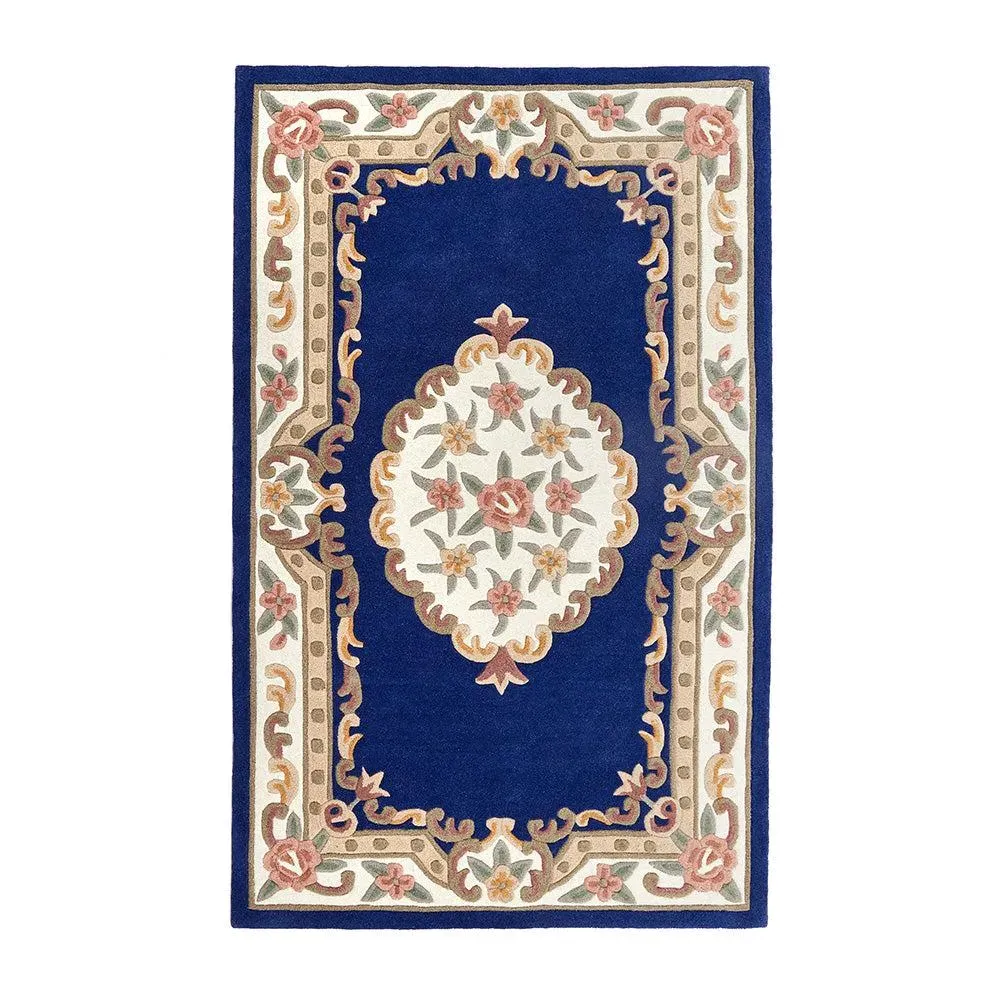 Shensi Aubusson Rug - Navy Blue, Wool image
