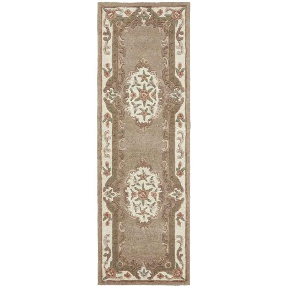 Shensi Aubusson Rug Runner - Beige, Wool