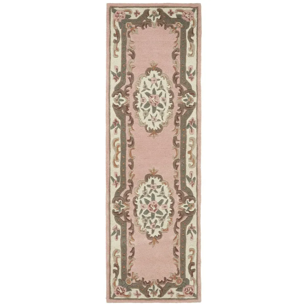 Shensi Aubusson Runner Rug - Pink, Wool