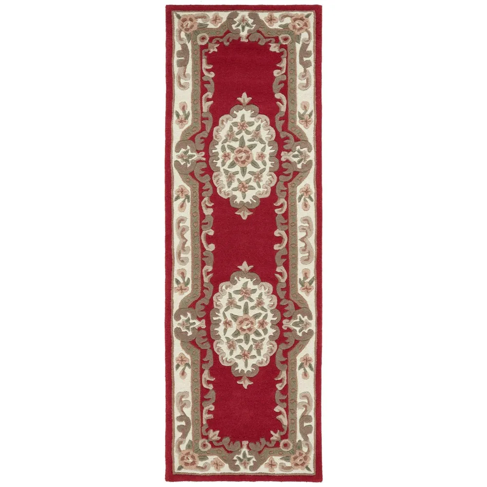 Shensi Aubusson Runner Rug - Wine, Wool