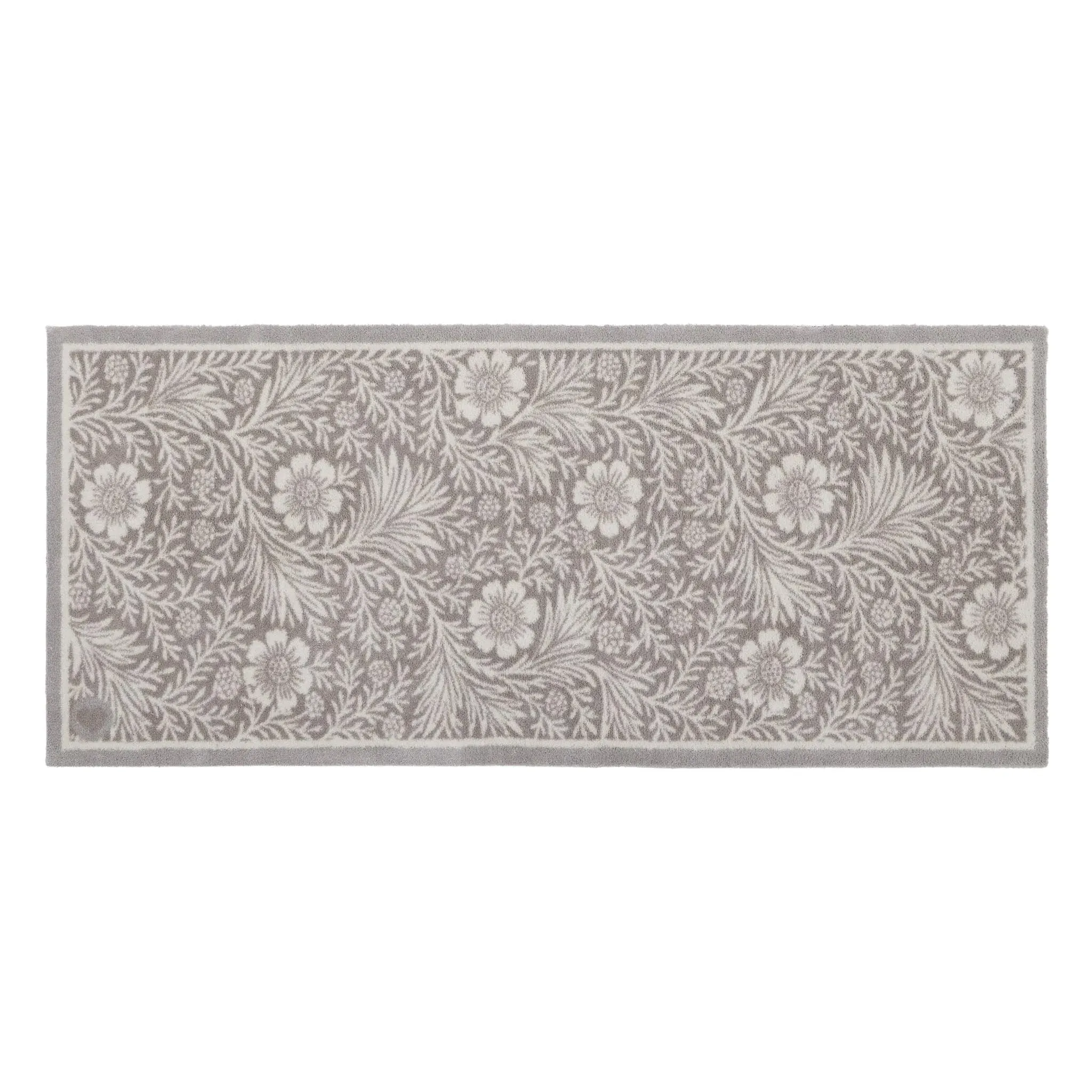 Soft Florals Washable Runner - Light Grey