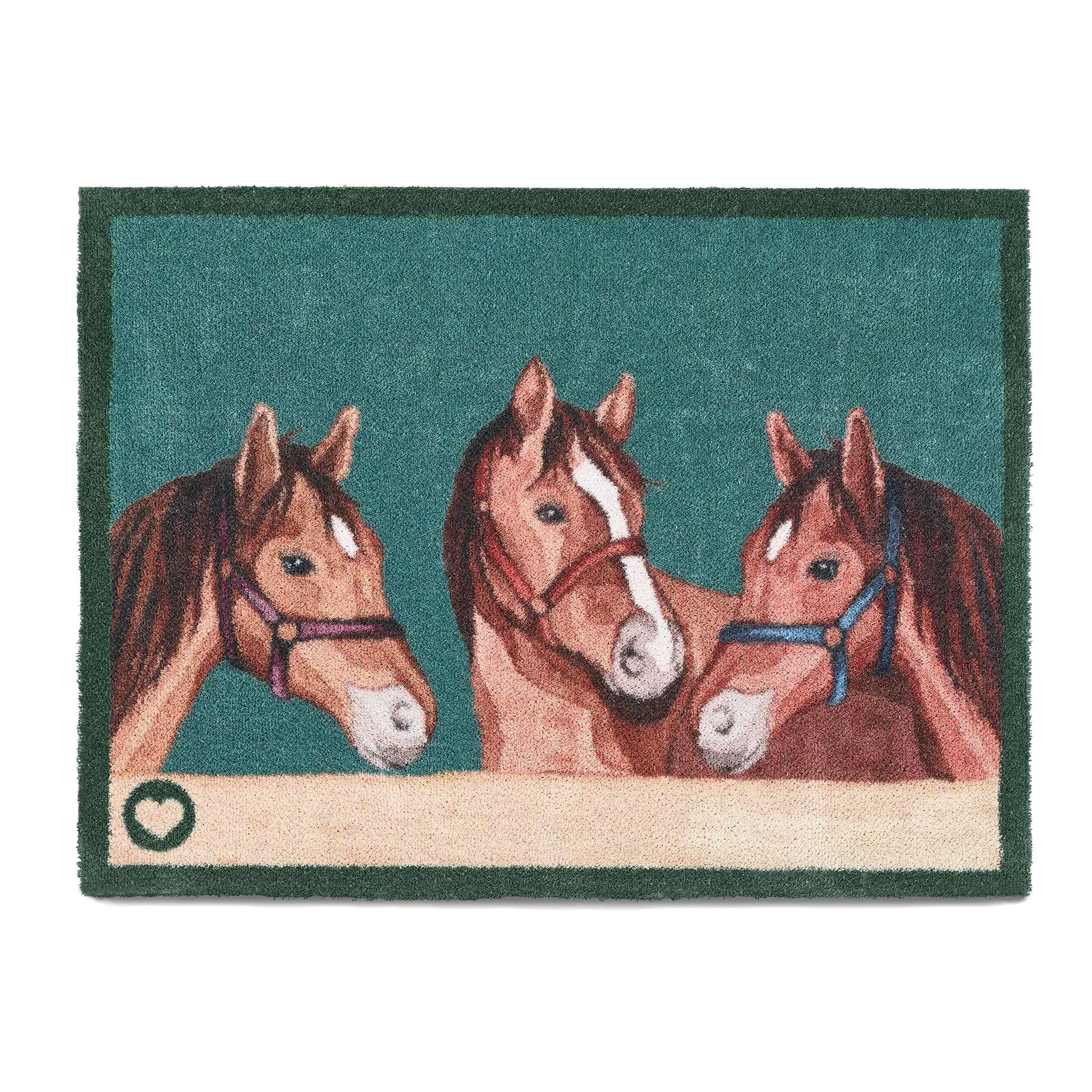 Stable Horses Washable Doormat - Teal image
