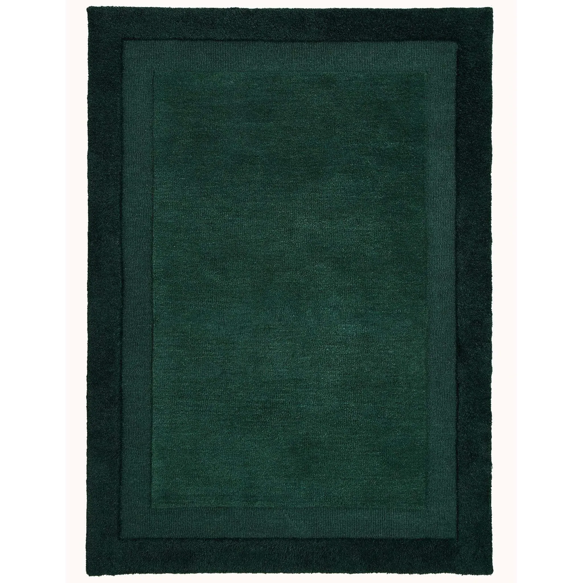 Stacked Borders Rug - Dark Green, Wool