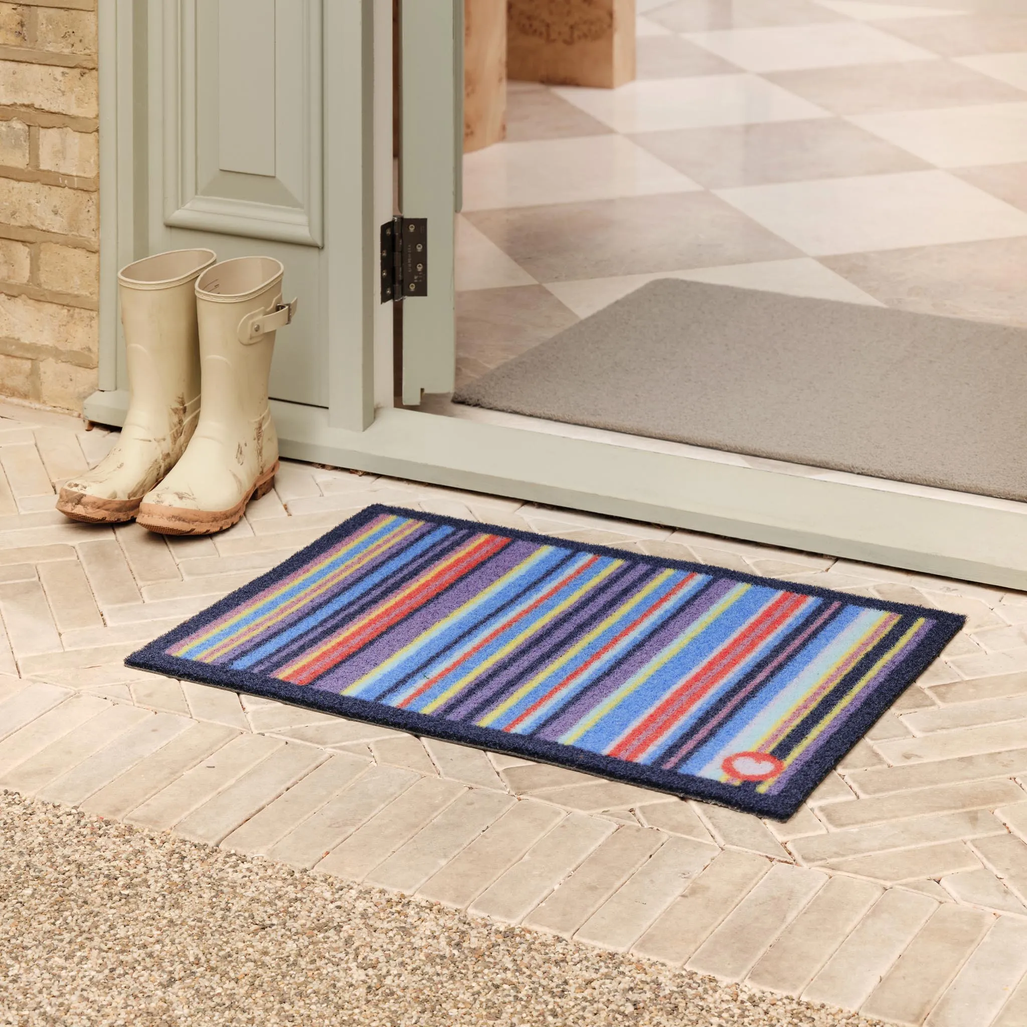 Hug Rug Stripe 85 Outdoor Doormat - Red, ECONYL Nylon product