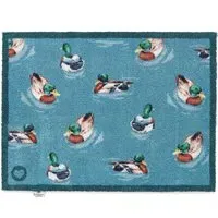 Swimming Ducks Washable Doormat - Blue