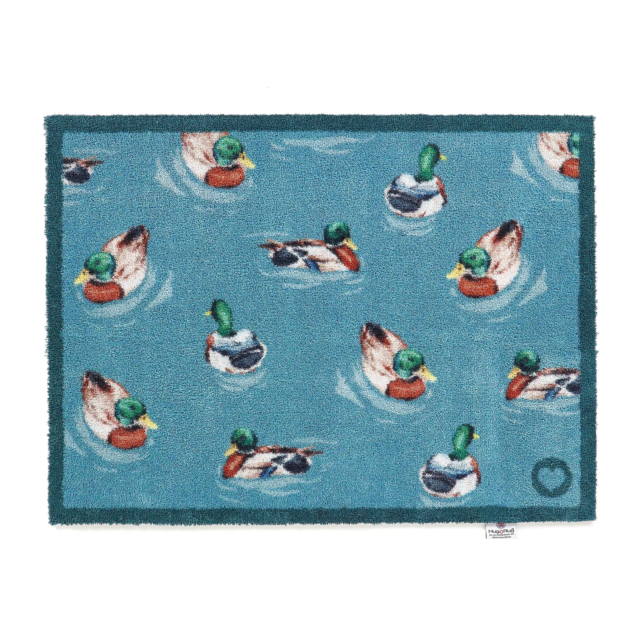 Swimming Ducks Washable Doormat - Blue image