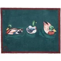 Swimming Ducks Washable Doormat - Teal