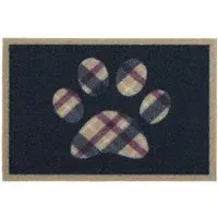 Tartan Paw Outdoor Doormat - Navy, ECONYL Nylon