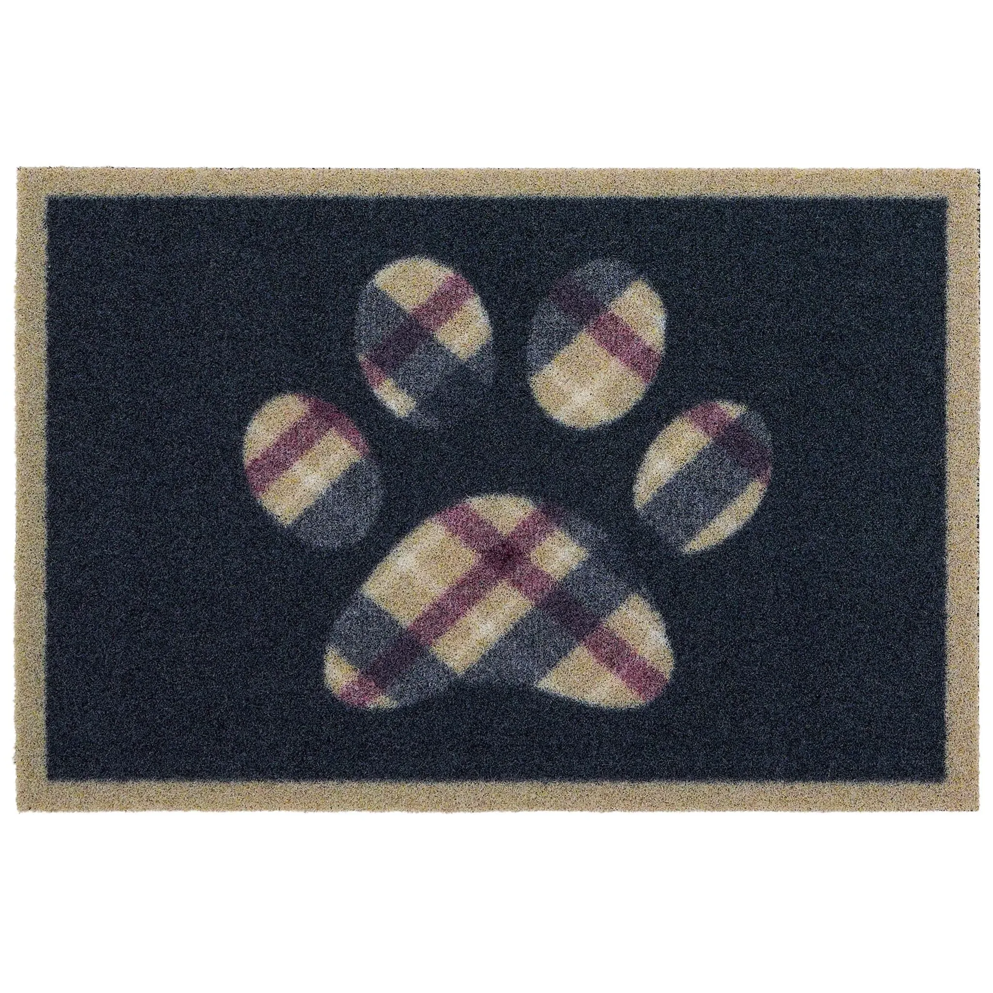 Tartan Paw Outdoor Doormat - Navy, ECONYL Nylon image