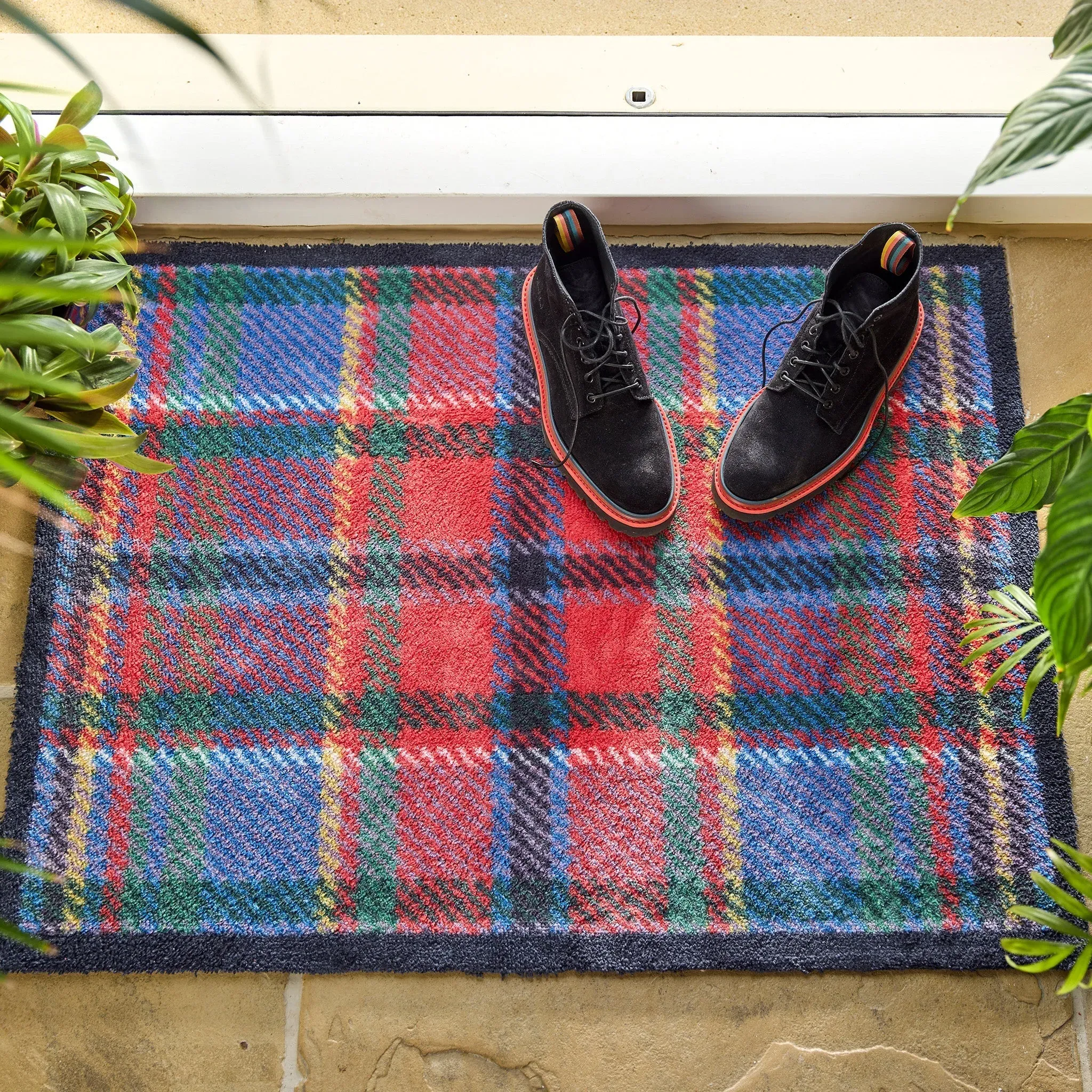 Hug Rug Tartan Washable Doormat - Red, Blue product