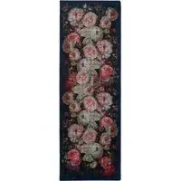 Twilight Garden Washable Rug Runner - Black, Recycled Polyester