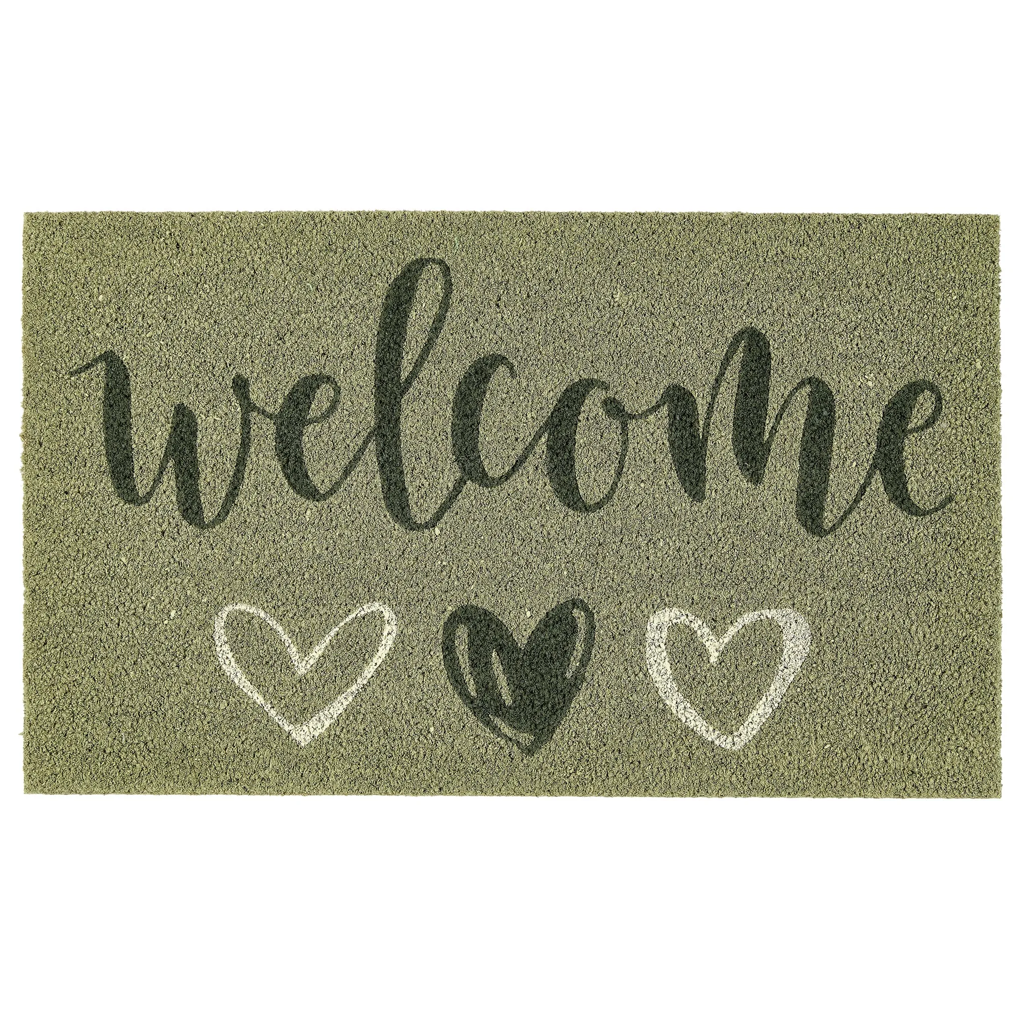 Welcome Sage Coir Doormat - Sage Green
