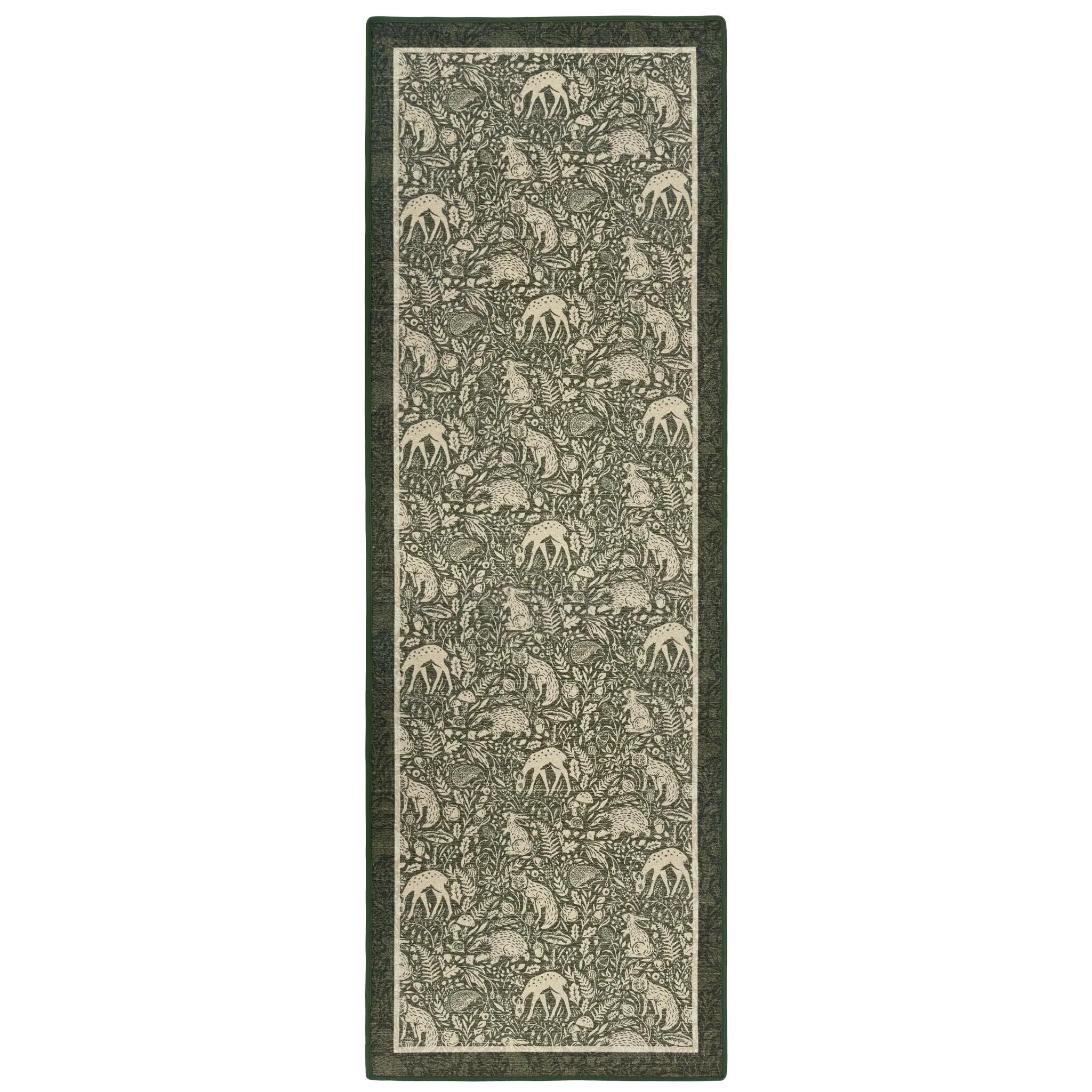 Whimsical Woodland Washable Rug Runner - Green image