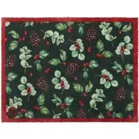 Winter Berries Washable Doormat - Green