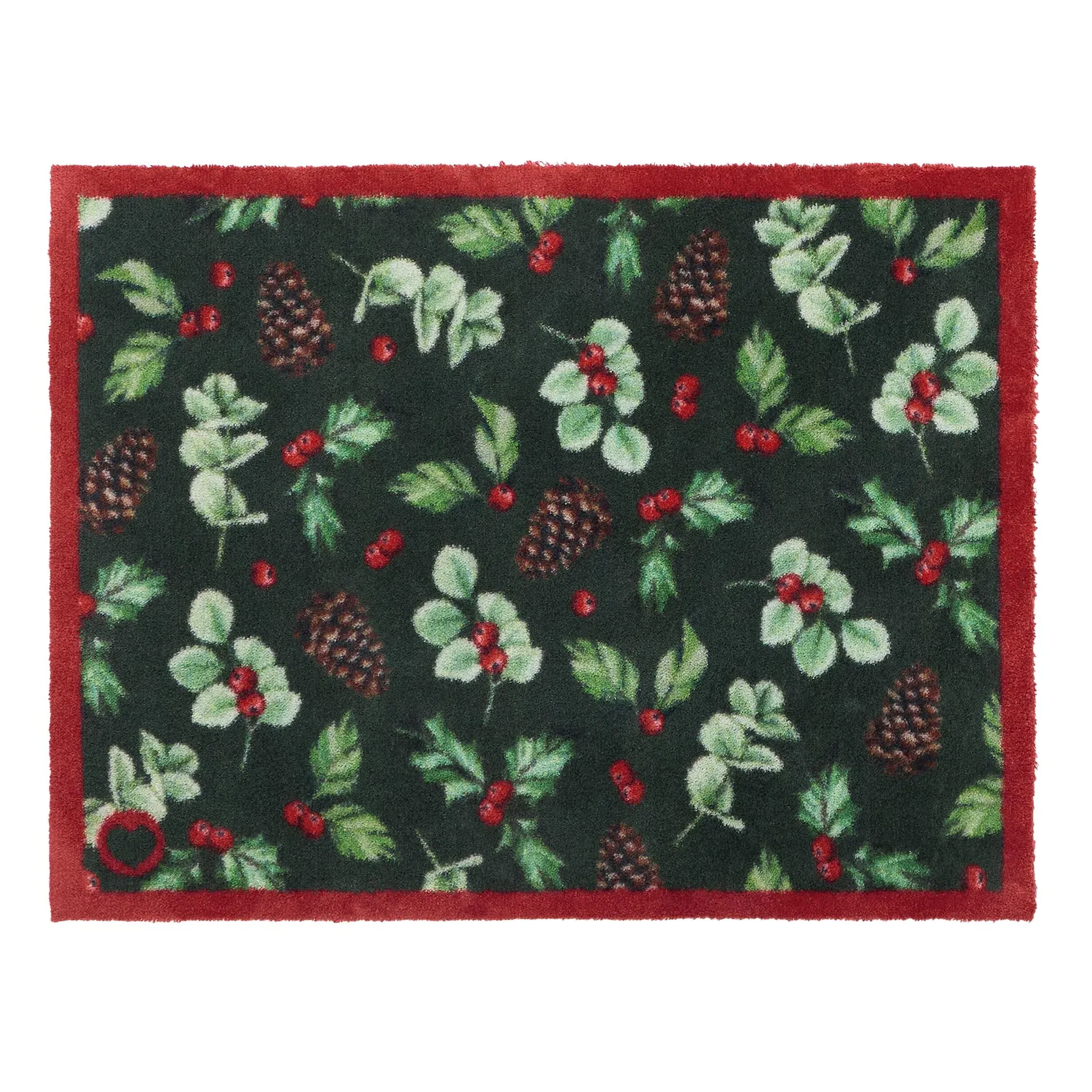 Winter Berries Washable Doormat - Green image