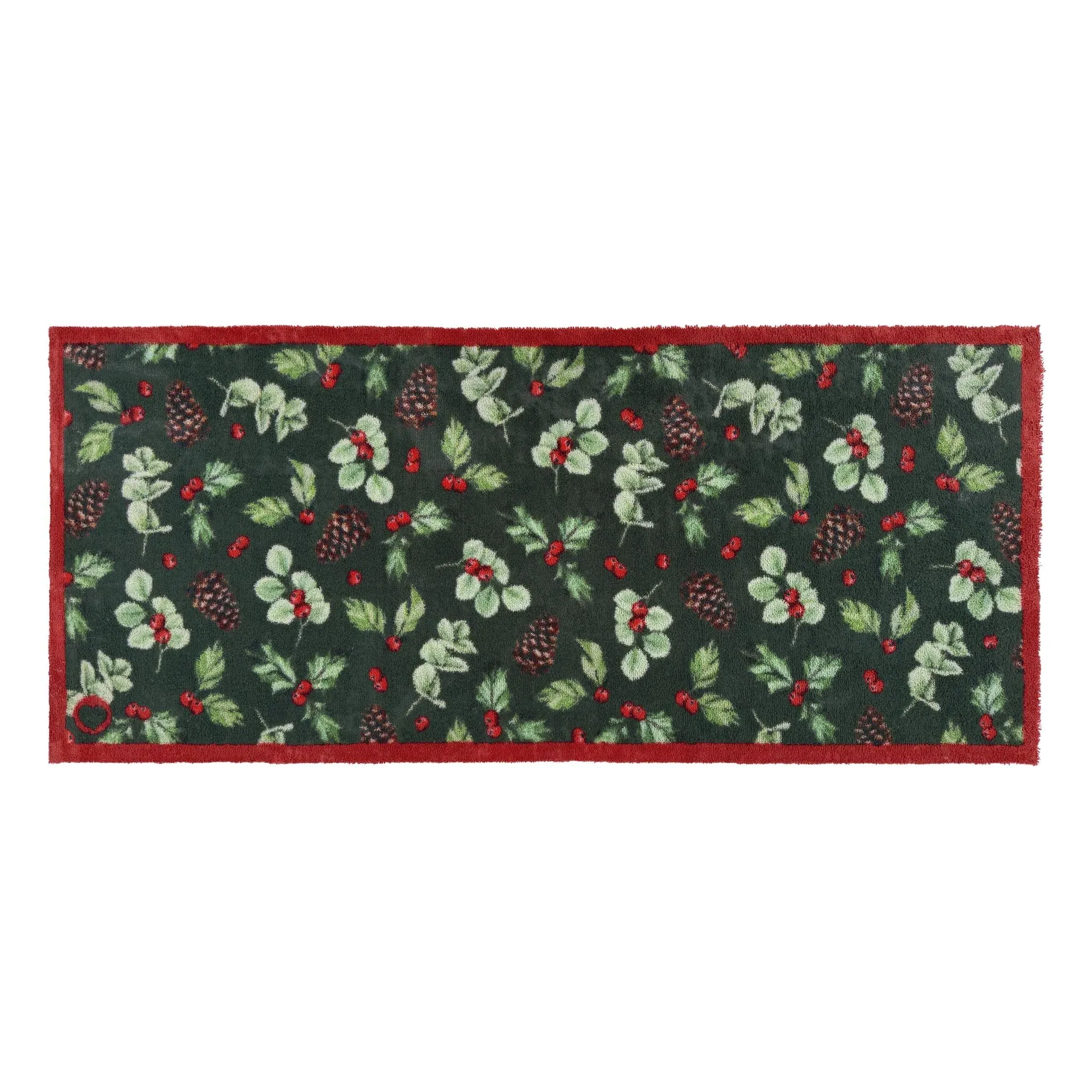 Winter Berries Washable Runner - Green