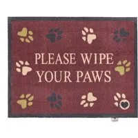 Wipe Your Paws Washable Doormat - Burgundy, 65x85cm