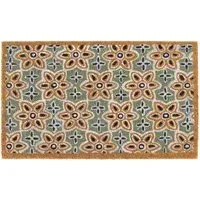 Woodblock Coir Doormat - Sage Green