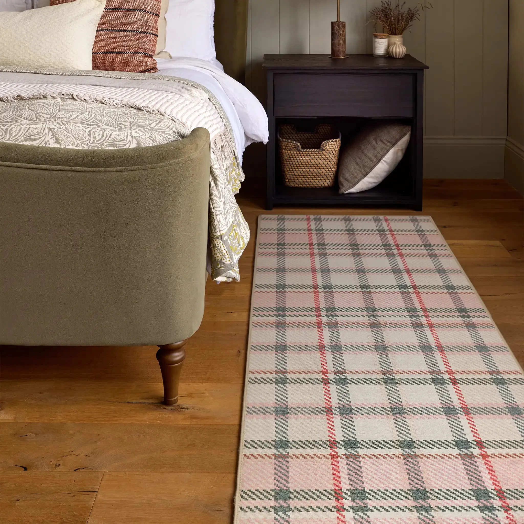 Isla Plaid Eco-Washable Runner - Pink, Recycled Polyester product