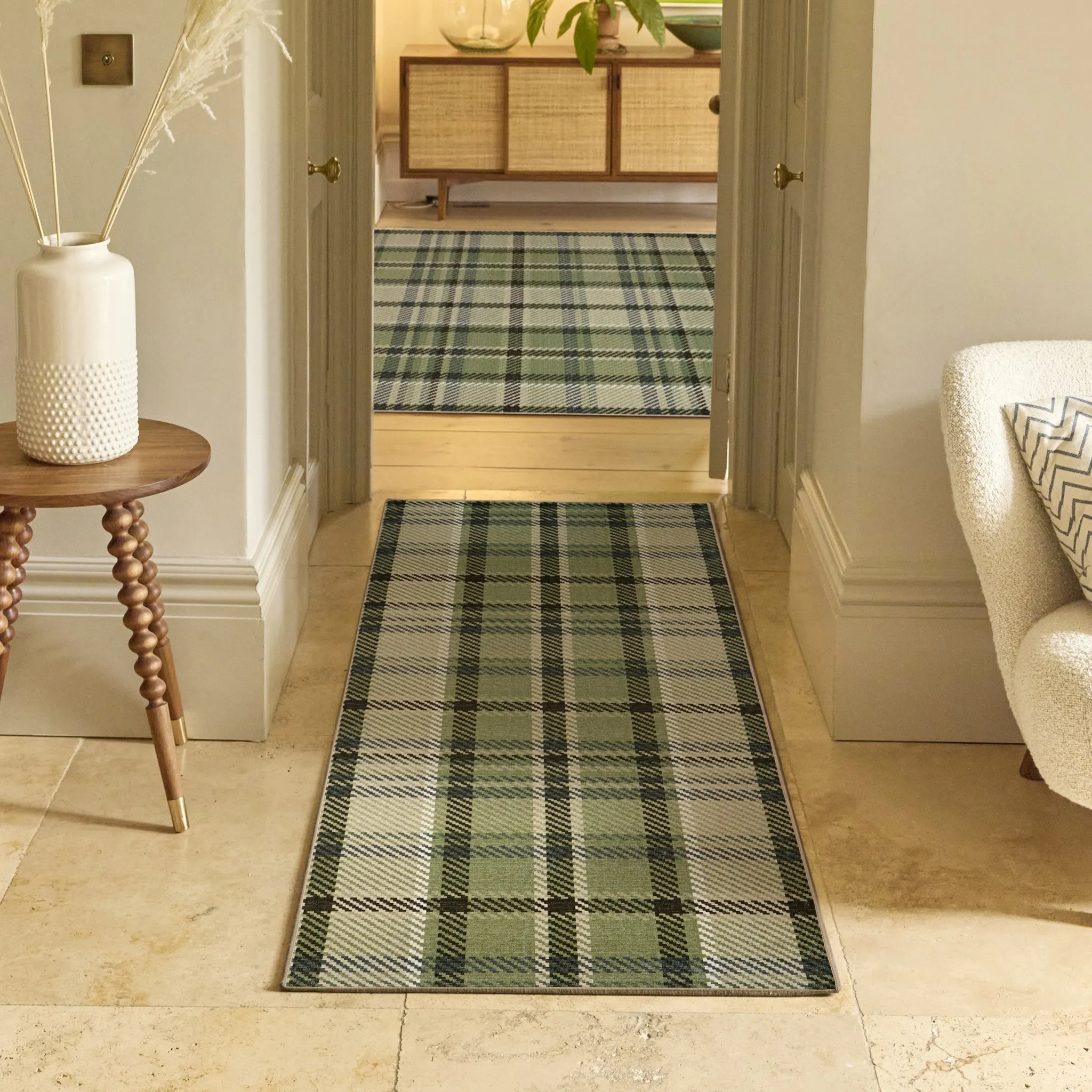 Isla Plaid Runner - Green, Recycled Polyester product