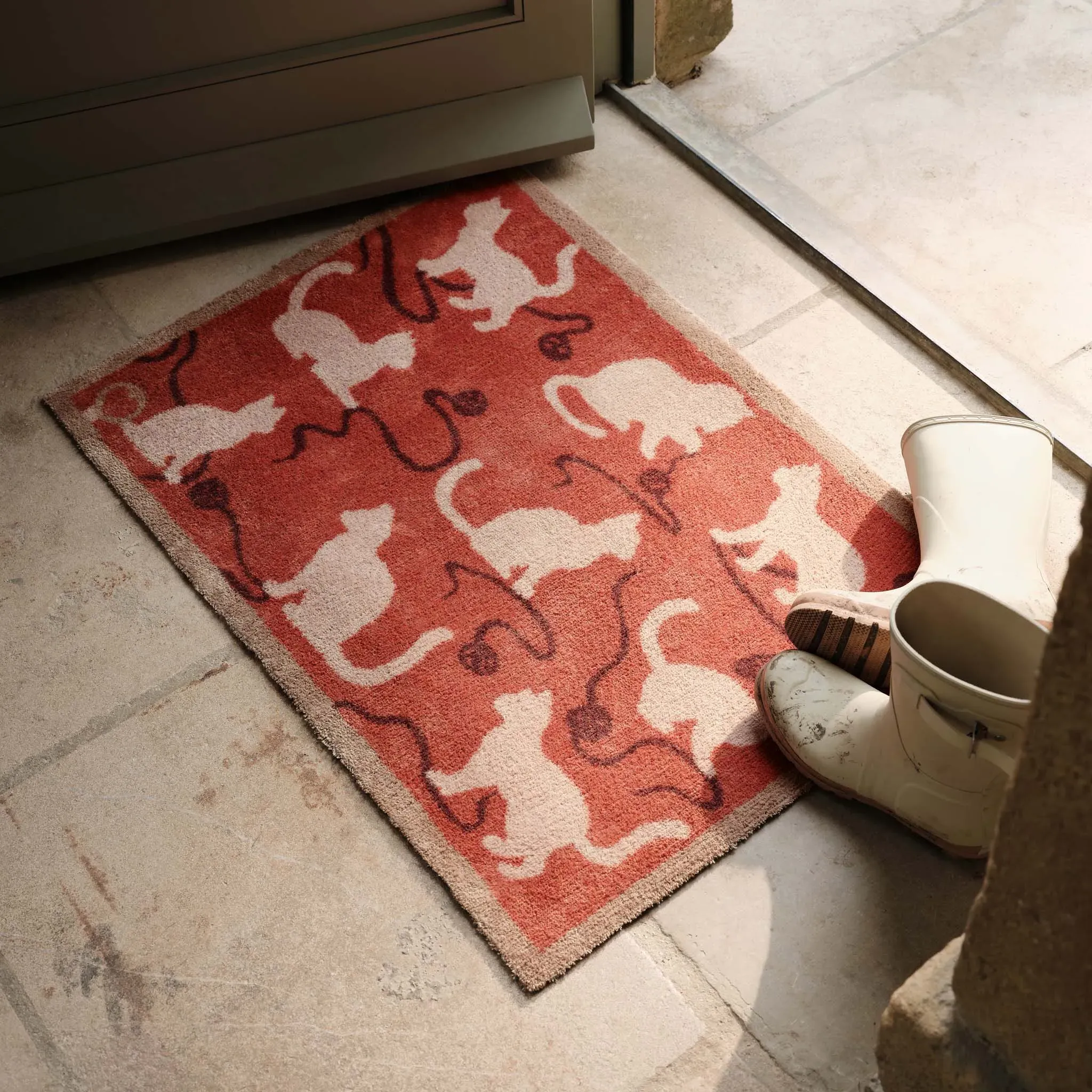 Kitty Cat Washable Doormat - Rust product