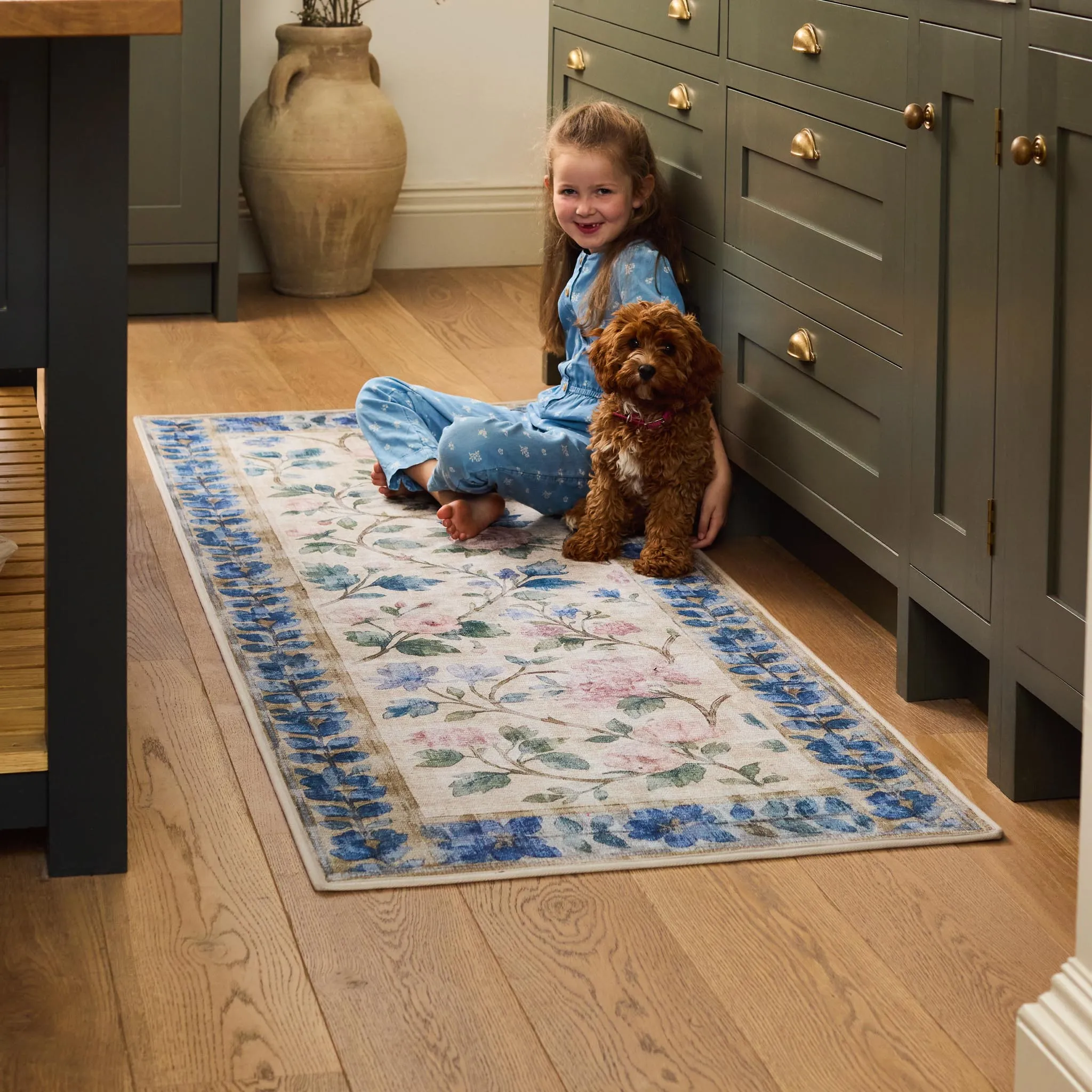 Lady Rose Eco-Washable Runner - Pale Green, Recycled Polyester product