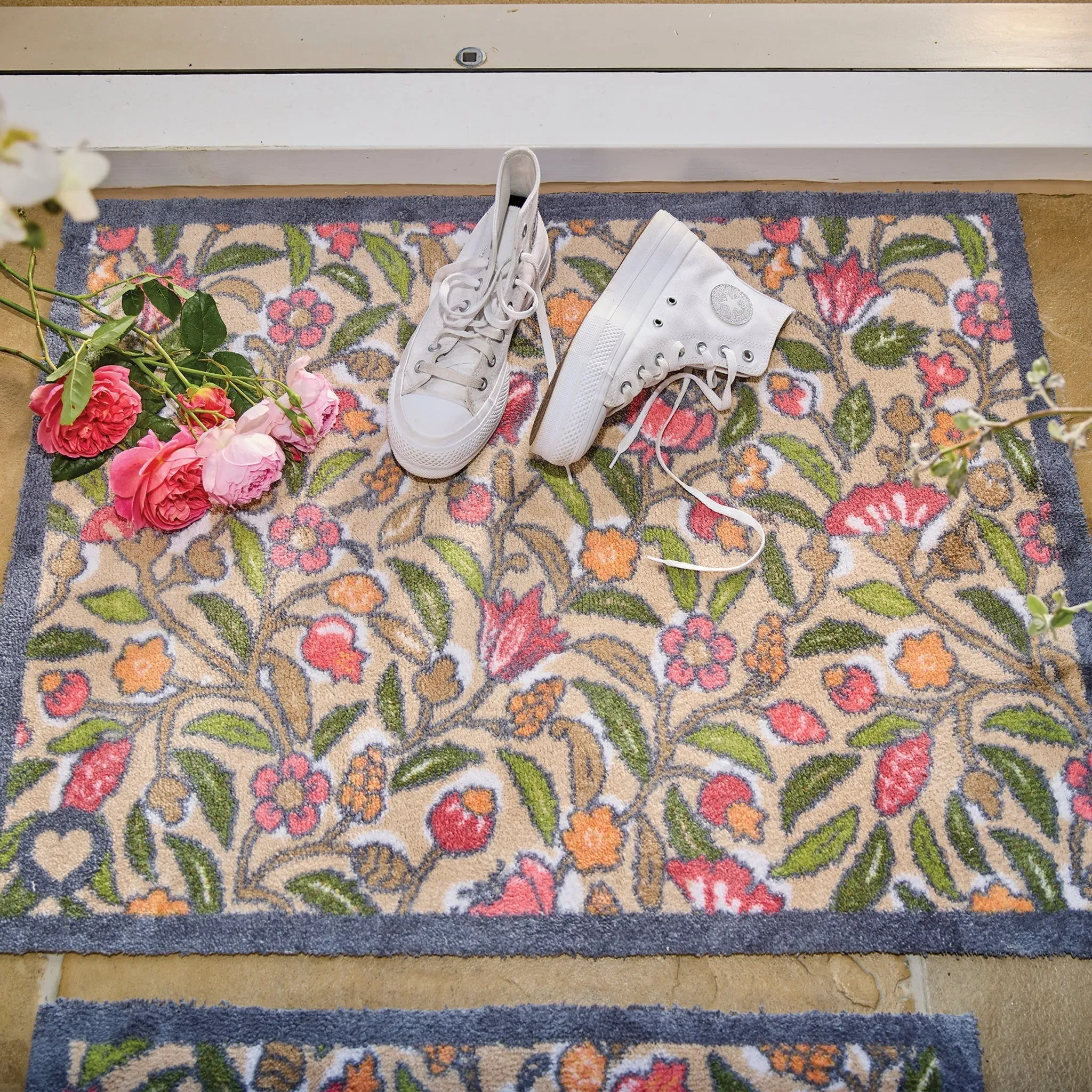 May Floral Washable Doormat - Beige product